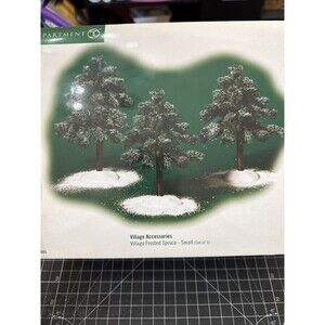 Department 56 Village Accessories Vintage 2002 Set of 3 Frosted Spruce Trees